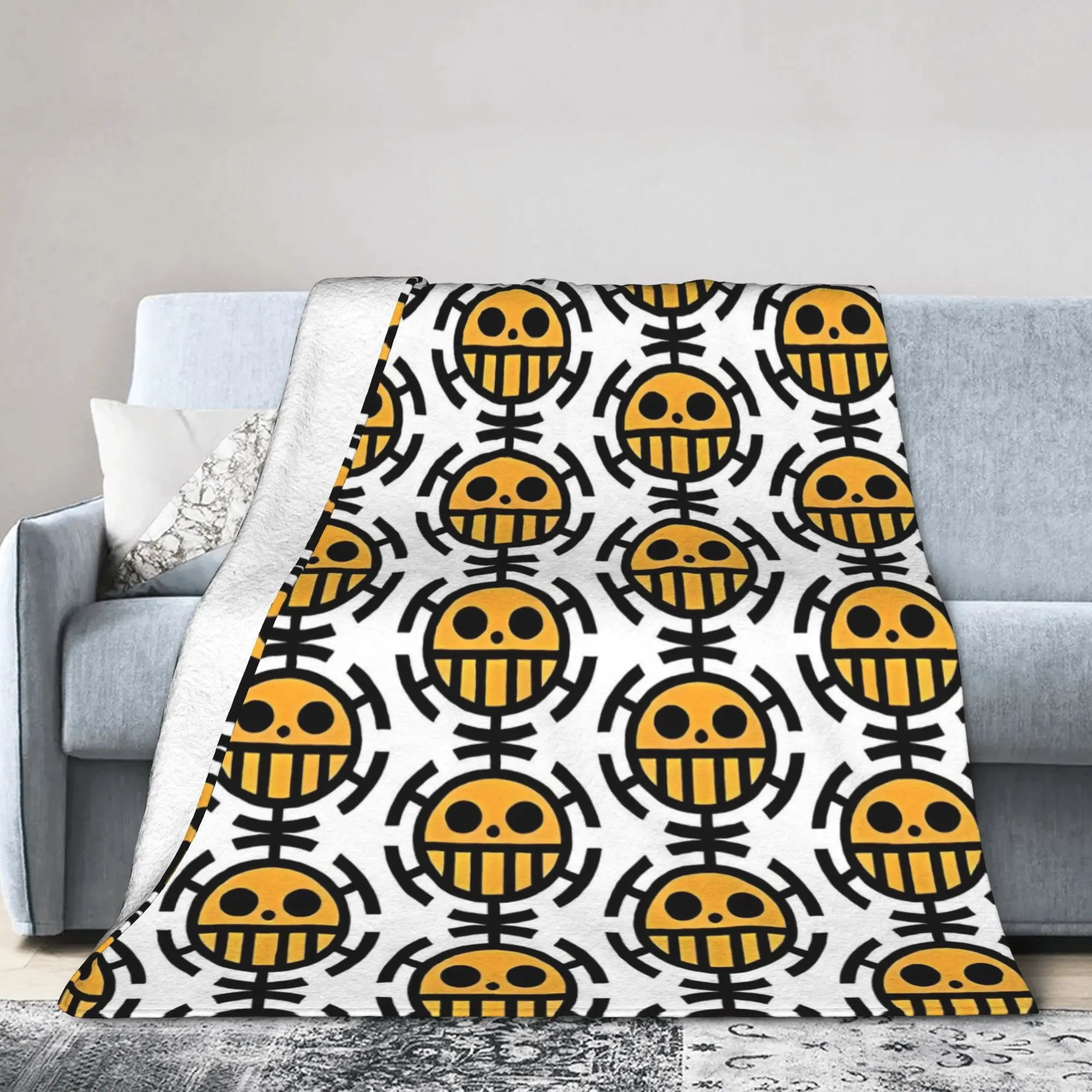 ترافالغار د. قانون المياه القراصنة العلم بطانية لوفي أنيمي غامض رمي بطانية طائرة السفر شخصية لينة الدافئة المفارش ،