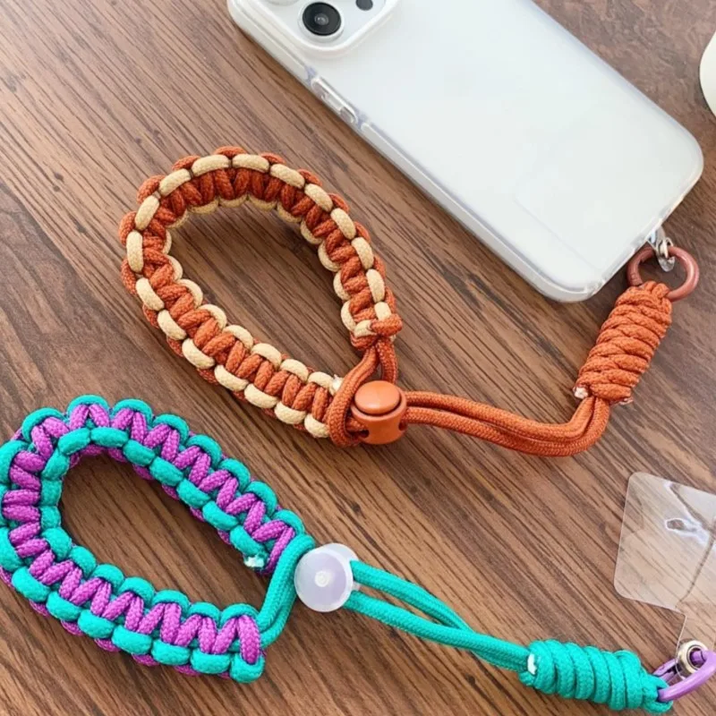 Short Adjustable Woven Phone Strap Short Wrist Strap Mobile Phone Lanyard with Multiple Adjustable Strands Universal Strap Key