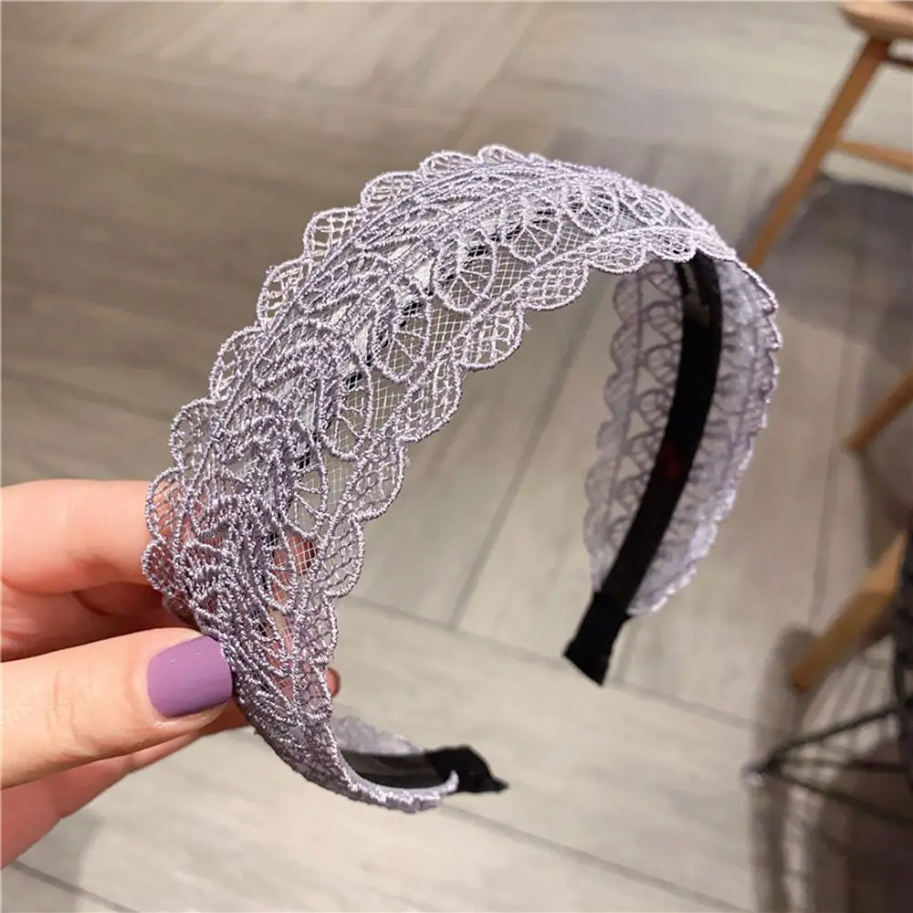 

Design With Toothed Resin Face Wash Lace Leaves Headband Wide Side Hairband Korean Style Hair Wear Women Hair Accessories