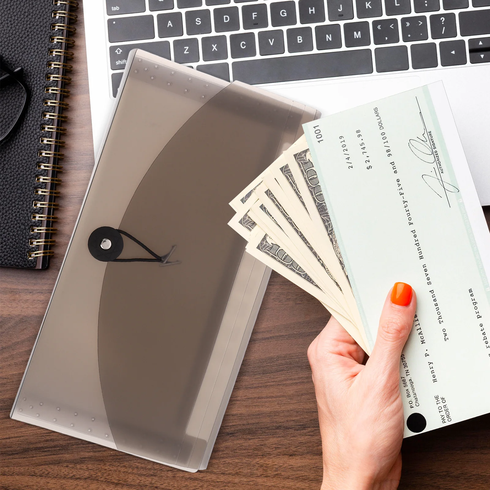 13-جيب حامل الإيصالات منظم البطاقات الأكورديون منظم الملفات مجلد قابل للتوسيع رفرف مرن إغلاق آمن وثيقة المال