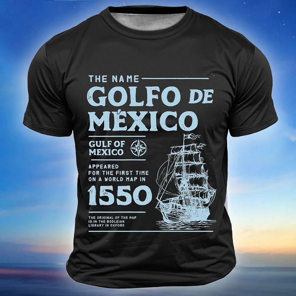 

Fashion Mexican Nautical Boat Graphic Short Sleeve Tee Casual Quick Dry Men's Clothing Oversized O-neck T Shirt For Man Summer