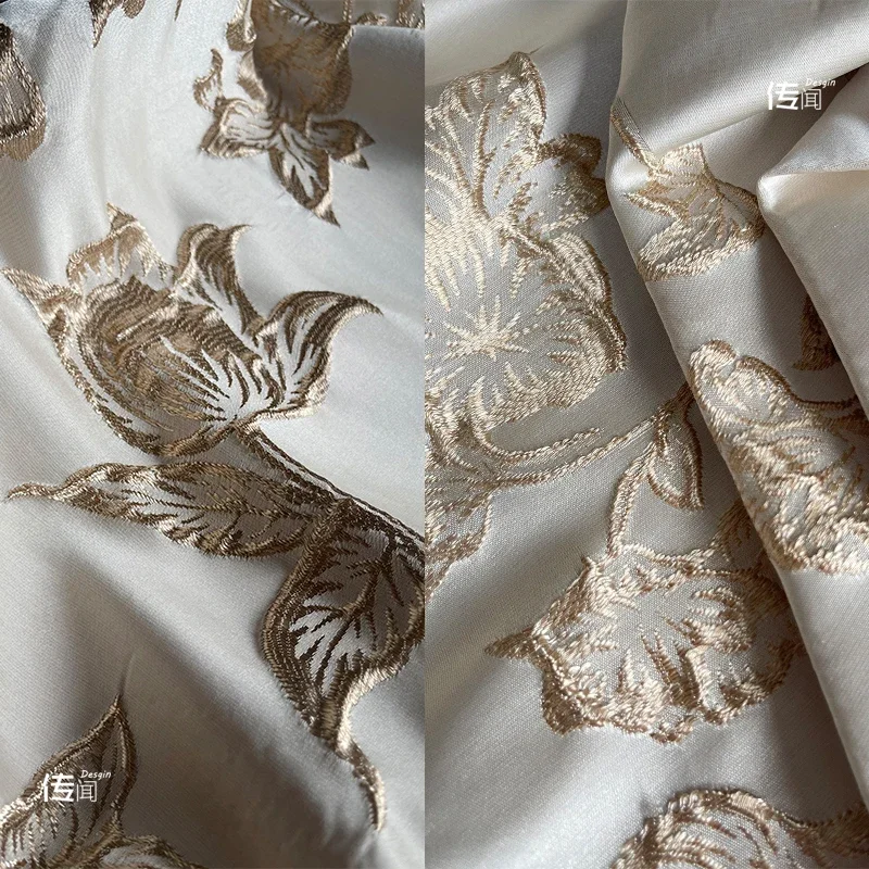 Jacquard Fabric Embossed Gold Wire Pleated Bag Clothing Designer Wholesale Cloth Diy Apaprel Sewing Fabric Polyester Material