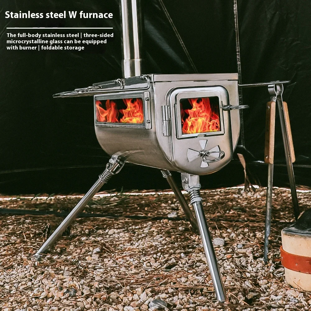 

Outdoors Stainless Steel Wood-burning Stove Camping Barbecue Surround Furnace Fuel Bunker Accessories Camp Cooking Supplies