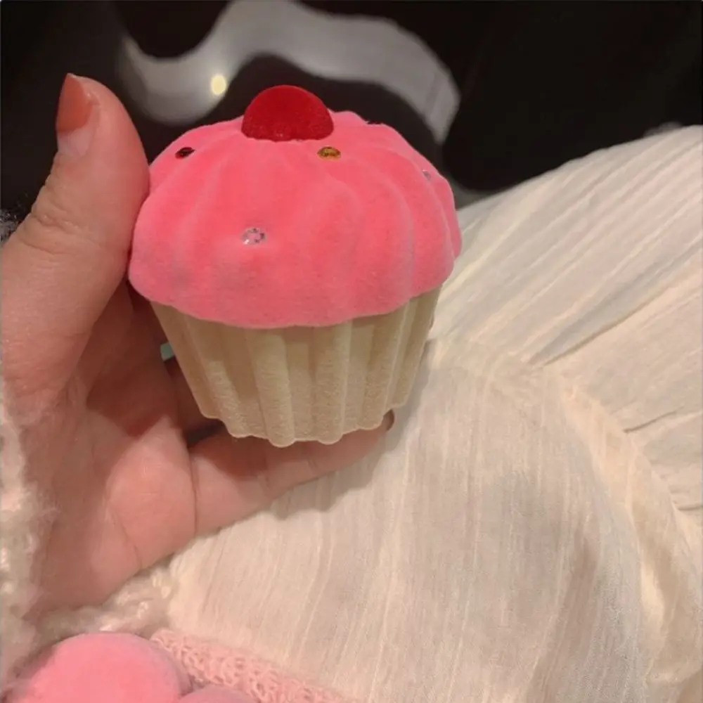 Girl Gift Girly Pink Jewelry Box Flower Cake Cute Design Ring Box Sweet Velvet Small Size Gift Box Wedding Engagement
