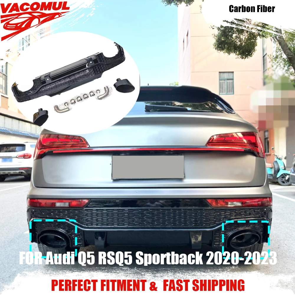 

VACOMUL Car Rear Bumper Body Kit Rear Diffuser Lip Spoiler Exhaust Tips Pipe For Audi Q5 RSQ5 Sportback 2020-2023 Car Bodykit