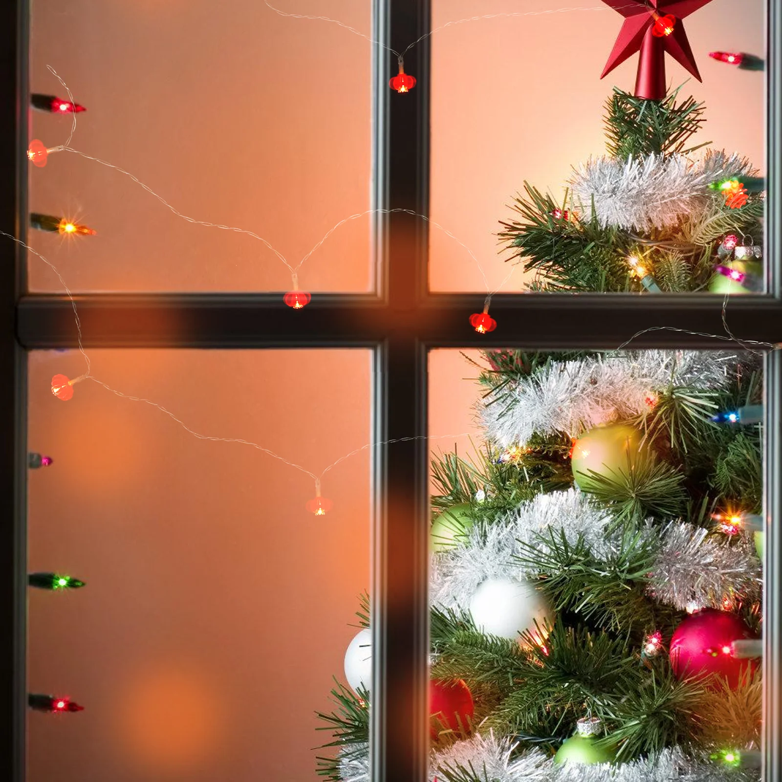 

1Pcs LED Lantern String Light 2m 10 Leds Red High Brightness Energy Saving New Year Christmas Festival Decoration USB Plug