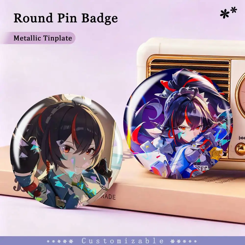 Zenless ZZZ Z-Zhu Yuan Custom Tinplate Round Button Badge Pins Brooches