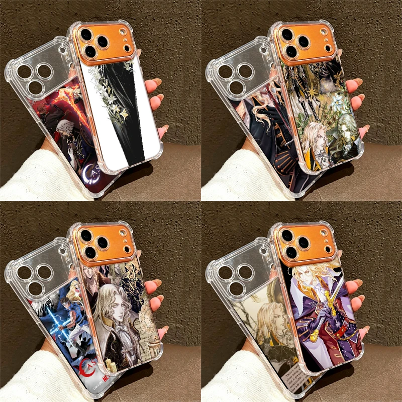Funda para teléfono de la serie C-Castlevania para Apple iPhone 18, 17 Pro Max, 17E, 16E, Air 16 Pro, 15, 14 Plus, 13, 12 Mini, de TPU transparente con diseños.