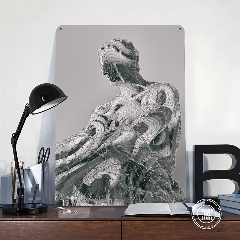 GRAIN 3D Printed Texture Poster Personalized Wall Art Retro Metal Tin Signs for Mancave Decoration Gaming Wand Deko House Home