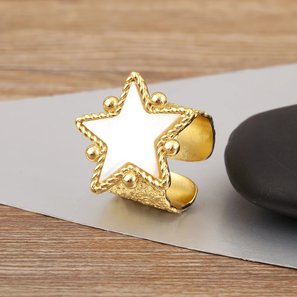 Nidin New Creative Design Heart/Star Shape Open Rings Adjustable 3 Styles For Women Aesthetic Lucky Finger Jewelry Party Gifts