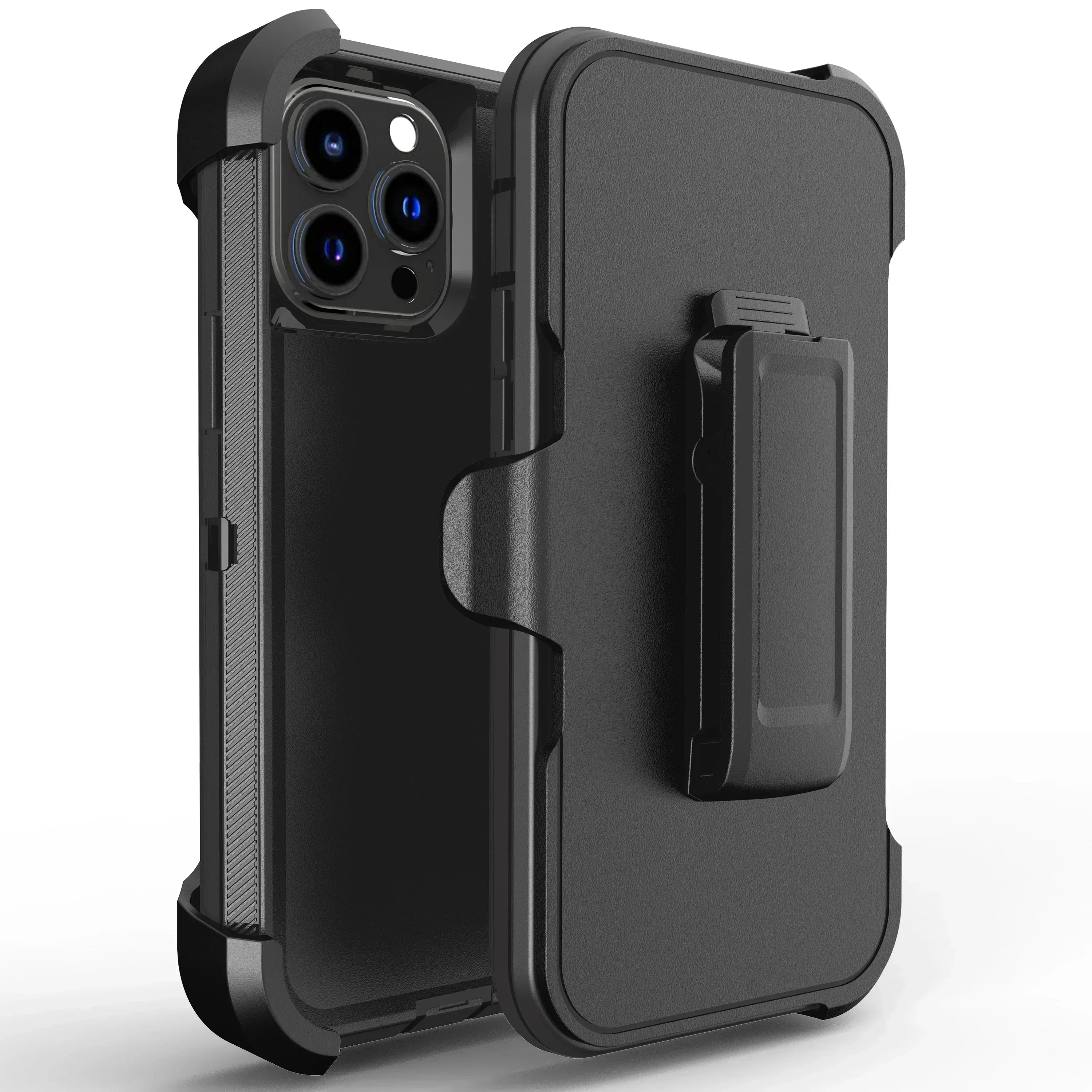 3IN1 High Quality Defender Series OTT-B With Clip Packet Box Case For IPhone 16 E 15 14 13 12 11 Pro Man Plus Rugged Armor Case