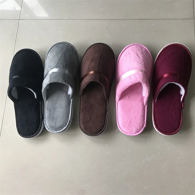 5 Pairs Mix Colors Men Women Disposable Hotel Slippers Cotton Home Travel SPA Guest Slipper Hospitality Cheap Slides Footwear