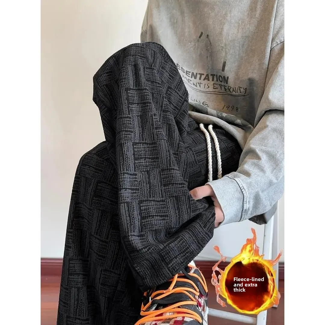 

Thiened Fce Lined Corduroy Men's Casual Pants Autumn Winter New Sle American Retro Lazy Loose Straight Leg Trousers