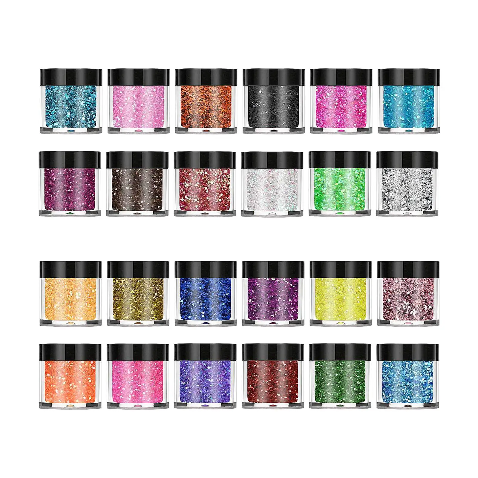 24Pcs Chunky Glitter Cosmetic Crafting Projects Sequins Flakes Nail Makeup Shaker Glitter for Skin Christmas Eyes Face Halloween