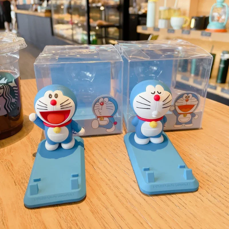 Doraemon Kawaii Mobile Phone Holder Anime Cartoon Phone Stand  Student Cosplay Model Toys Desktop Decoration Kids Birthday Gift