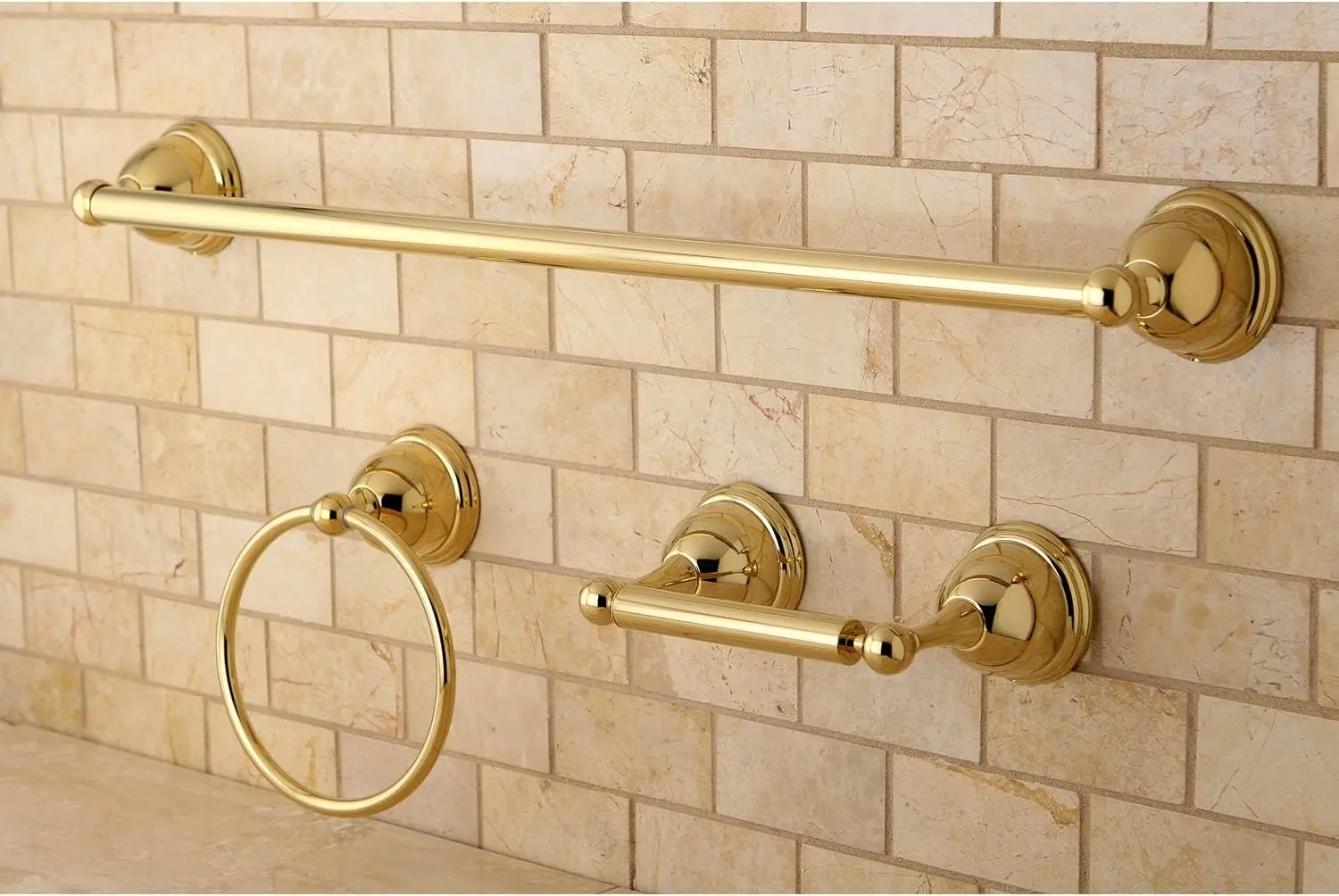 Brass BAK396148PB Restoration 3-Piece Towel-Bar Bathroom Hardware Set, Polished Brass