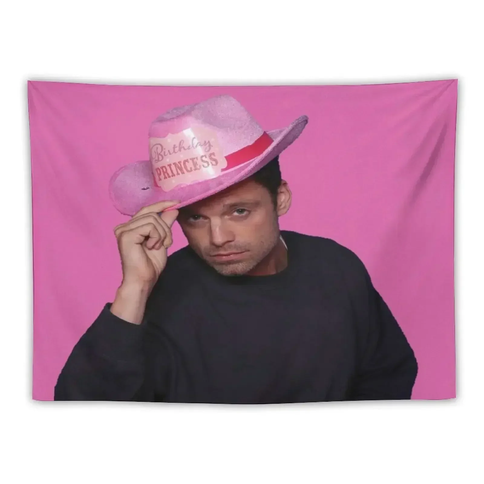 

Yes Haw! Sebastian Stan with pink Birthday Princess Cowboy Hat Tapestry On The Wall Bedrooms Decorations Tapestry