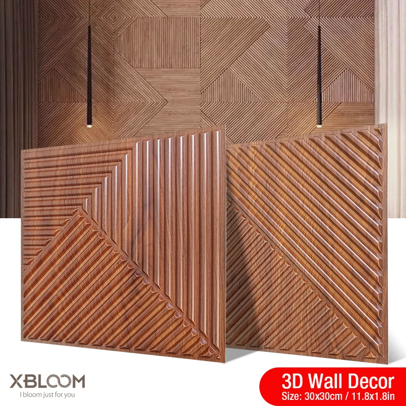 30cm Decorative 3D Wall Panel rose Diamond Design Non self-adhesive plastic tile 3D wall sticker living room Bathroom wall paper