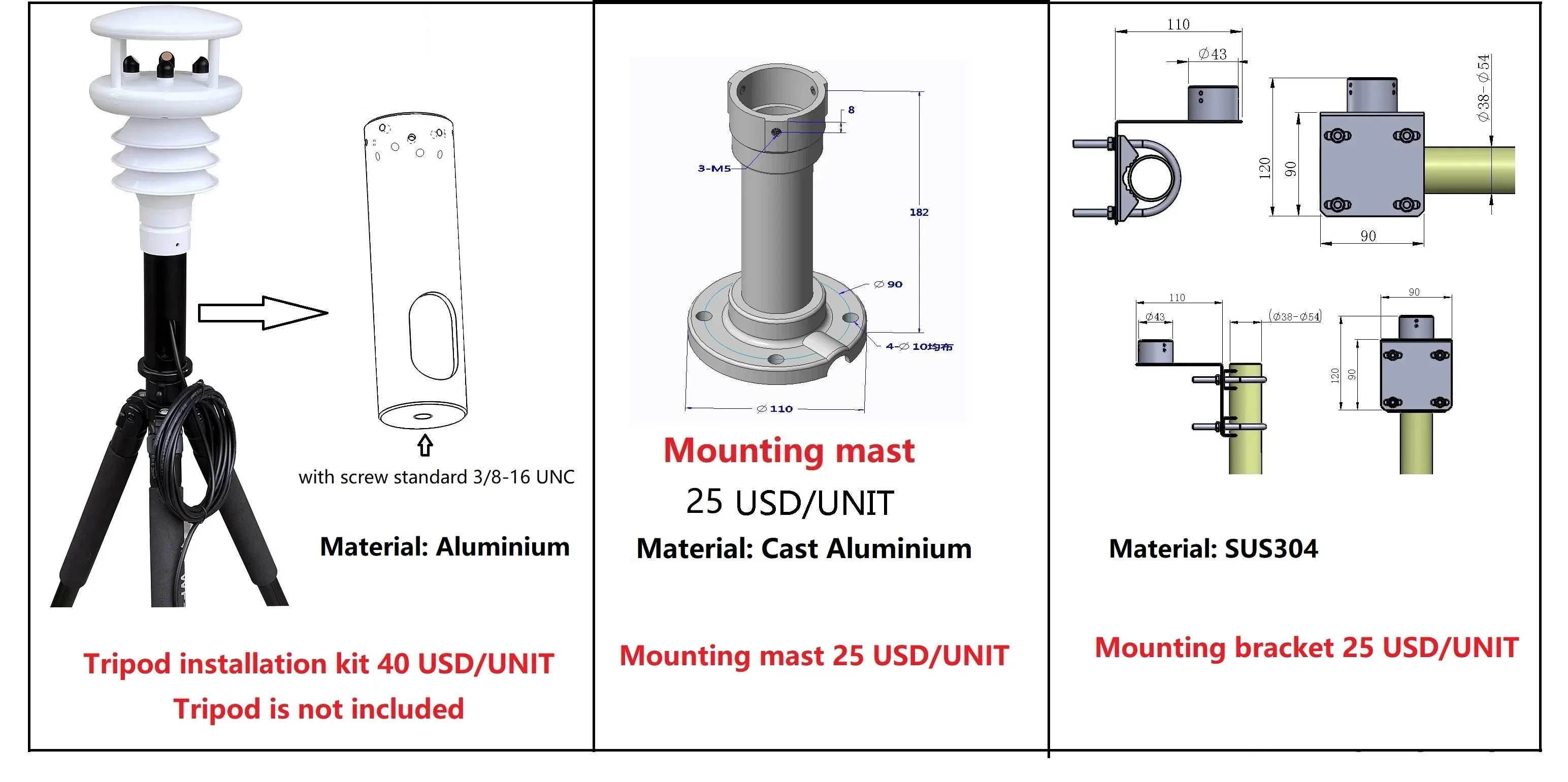 

HY-WDS2E ultrasonic anemometer high precision ideal replacement for GILX VAISALX LUFXX anemometer