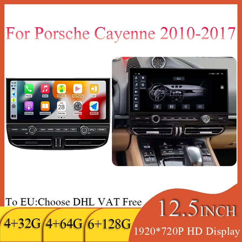 Android 12 GPS Navigation 12.5 Inch 8 Core 128G Radio Multimedia Player DSP Wireless Apple Carplay For Porsche Cayenne 2010-2017