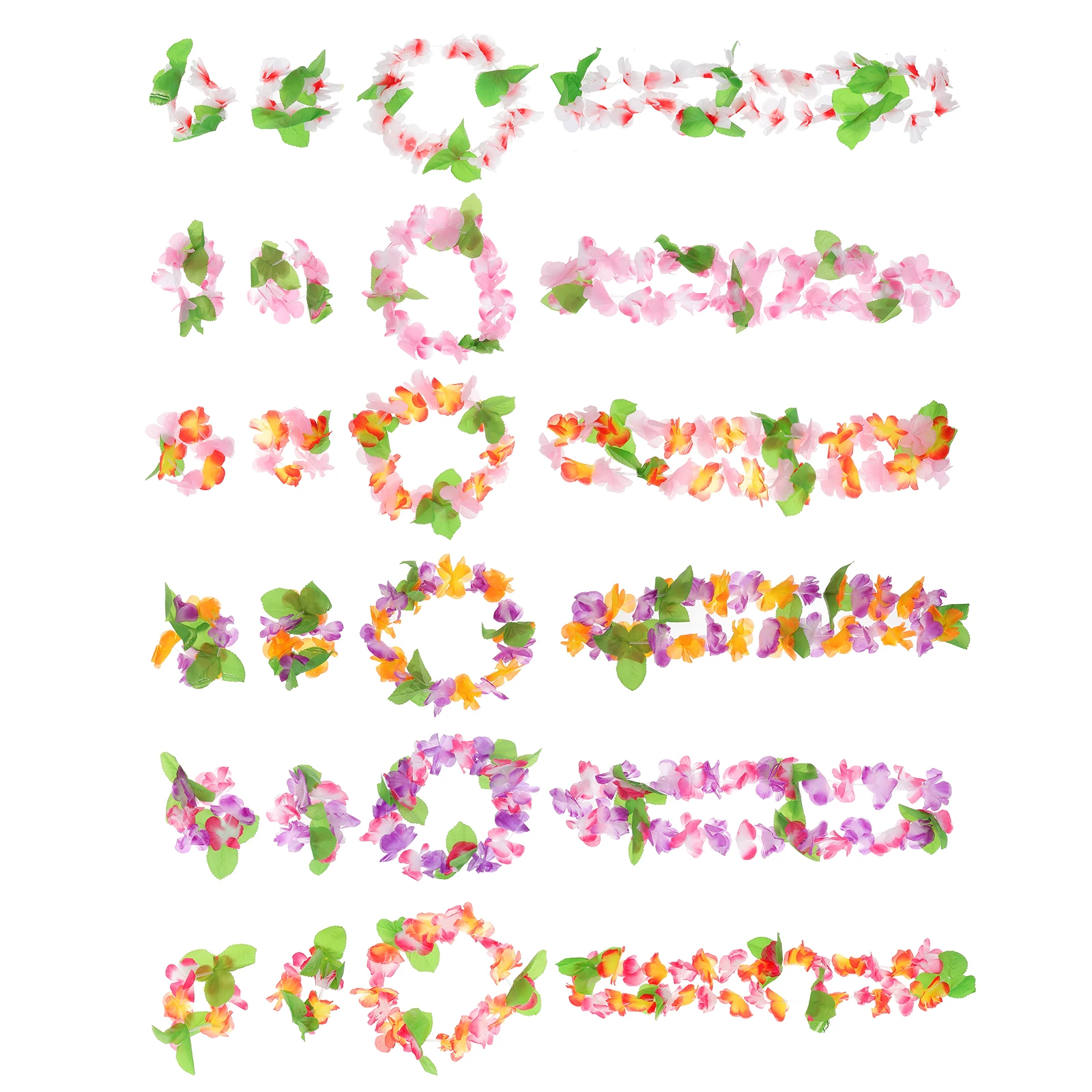 

6pcs Wreath Set Lightweight Comfortable Hawaiian Party Luau Decorations Festivals Hair Band Set Accessories Garland
