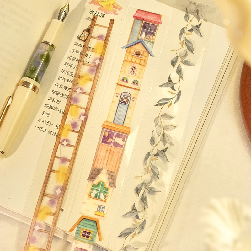 200cm/ Volumes Waterproof PET Material Tape Night Reading System Bookstore Star Light String Leaves Pattern Manual Account