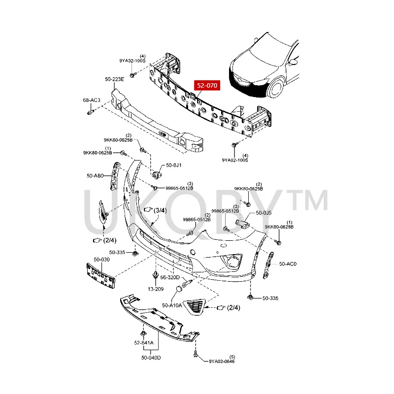 KR1150070 KR1150070A Suitable for Ma zd a 3 Front bumper frame Front bumper crossbeam