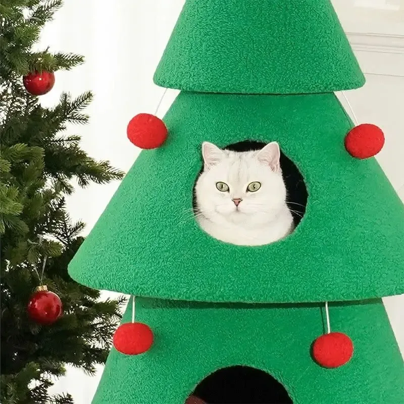 Wholesale Customized Christmas Tree Cat Tower Cat Activity Tree With Scratching Posts Wall Cat Tree Tower Large Luxury