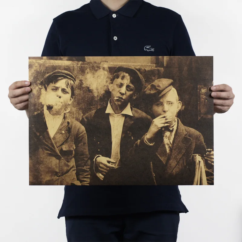 51x35cm American Newsboy Nostalgic Poster Bar Cafe Room Decor Painting Kraft Paper Wall Art Wall Stickers