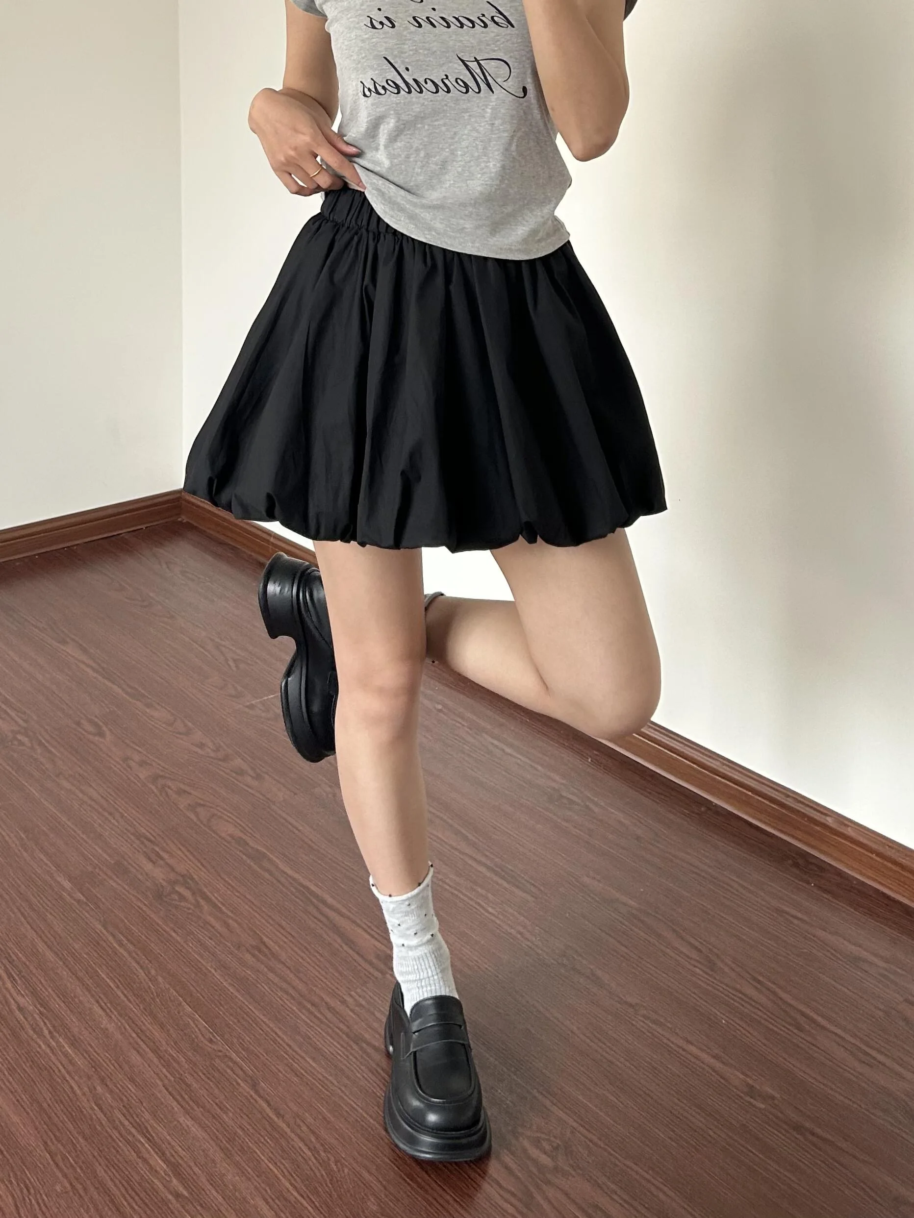 White Puffy Flower Half Skirt Women's High Waist Slim Design A-Line Ballet Pants Skirt Summer New Style Casual Flared Pants