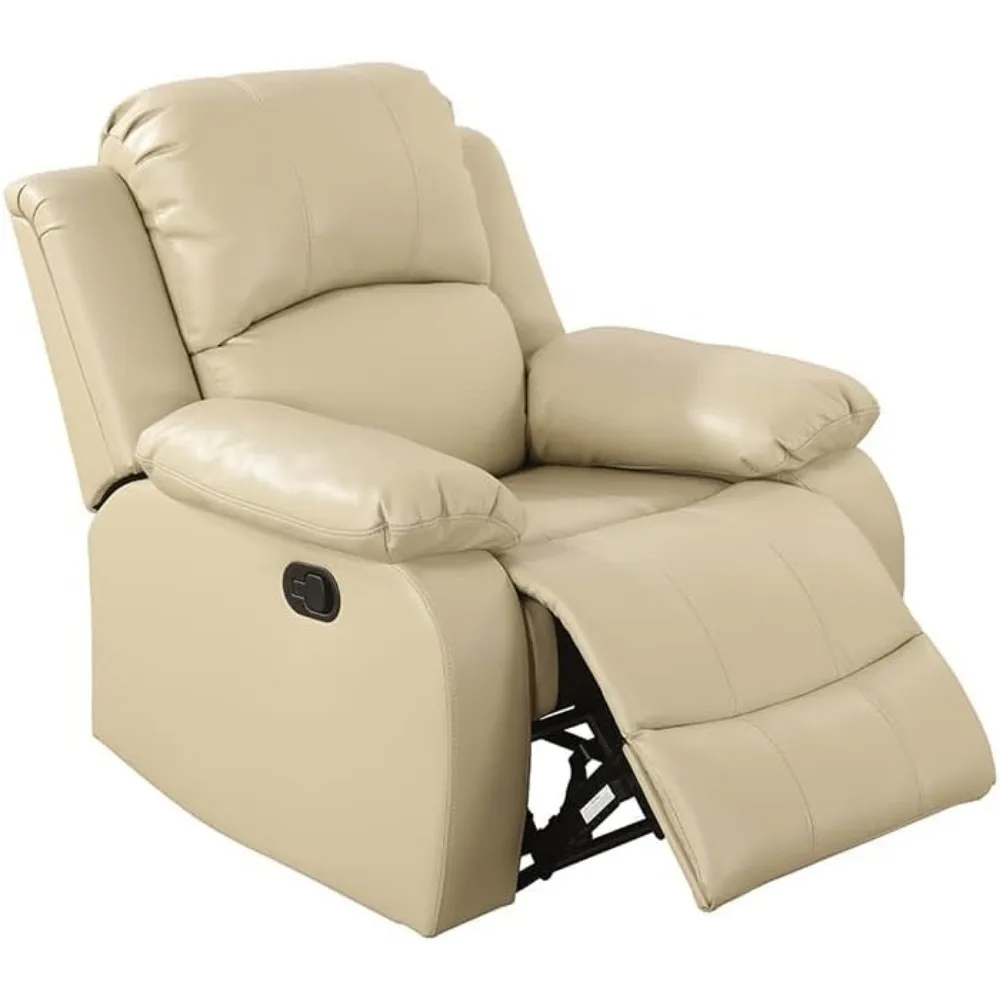 Juego de sofás reclinables beige, sofá reclinable manual, juegos de muebles para sala de estar, sofás reclinables de cuero regenerado (Beige, juego de 3 piezas)