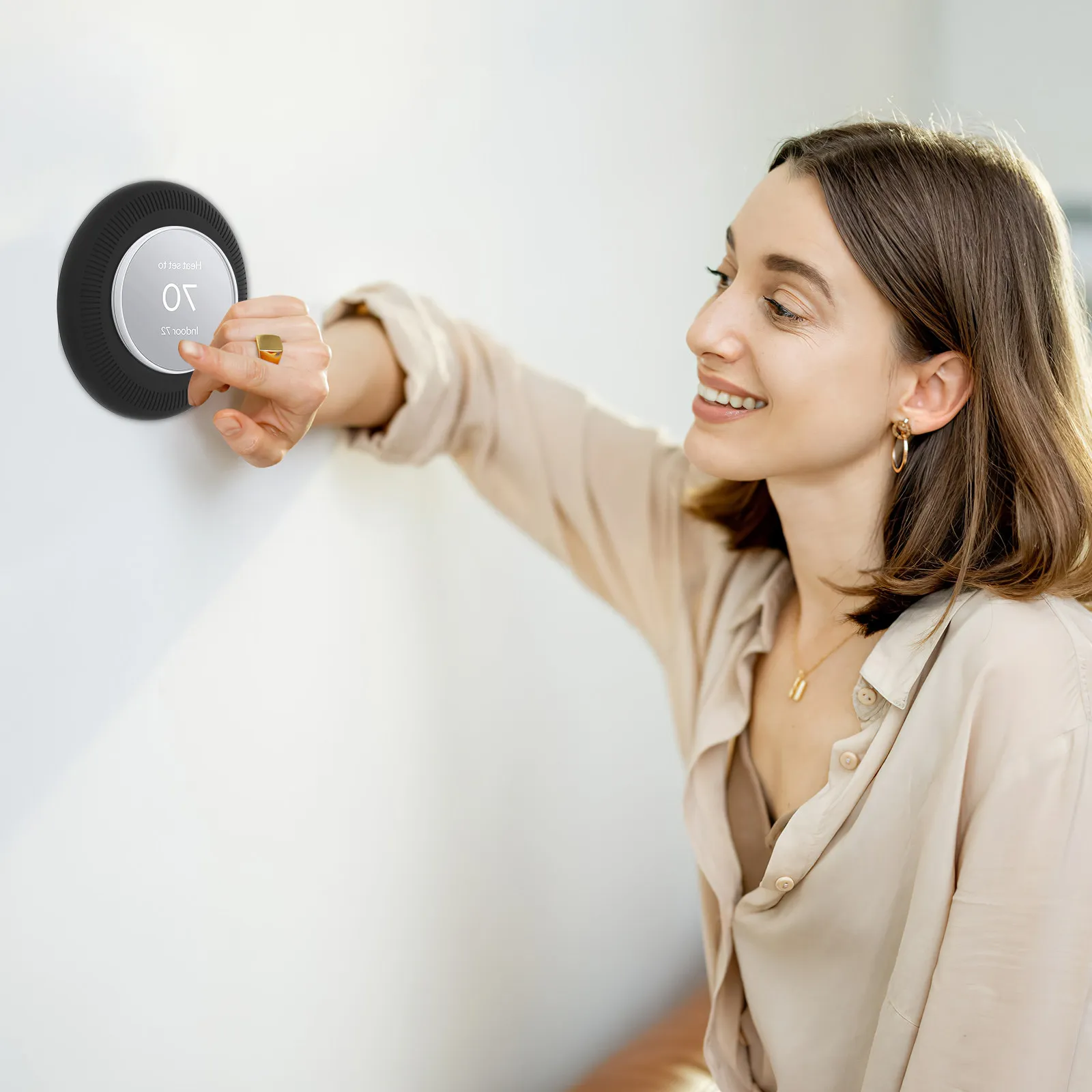 Thermostat Wall Plate Cover for Nest Thermostat High Grade Silicone Trim Kit Easy Installation No Repainting Required Round Wall