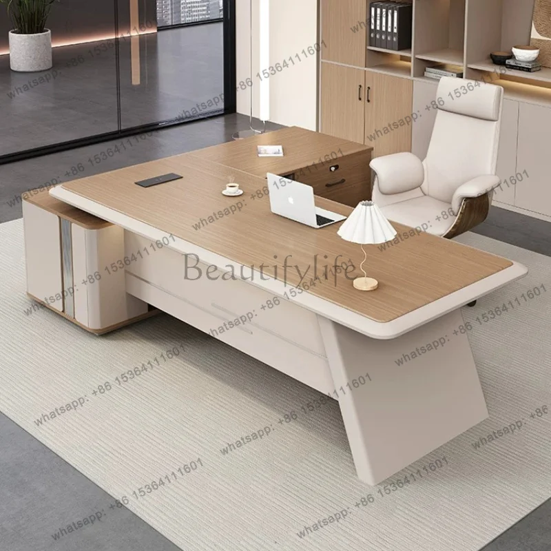 LJY Light Luxury Modern Simple Boss Desk Chairperson President Manager office desks and workstations table file cabinet furnitur