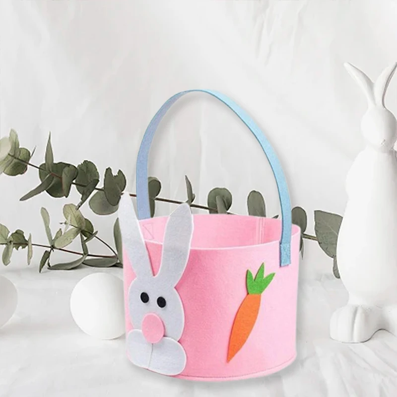 Easter Tote Bag, Cute Cartoon Rabbit Large Capacity Basket Top-Handle Bag Children Festival Present Bag