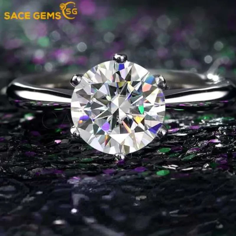 

SACE GEMS GRA Certified 1-5CT Moissanite Ring VVS1 Lab Diamond Solitaire Ring for Women Engagement Promise Wedding Band Jewelry