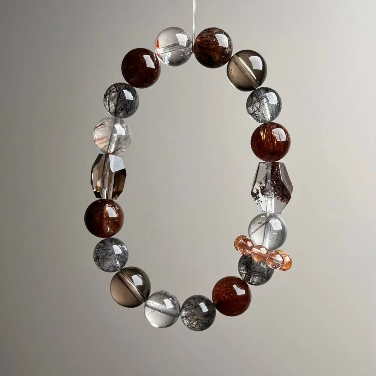 Ladies Natural Crystal Bracelet, Copper Hair Crystal,Black Hair  Glue Flower, Men's Light Luxury Fashion Bracelet