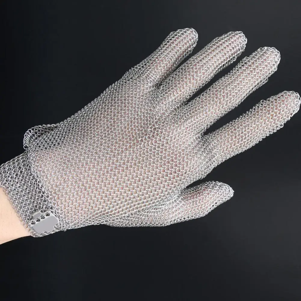 Butcher Gloves Cut Resistant Stainless Steel Mesh Glove Adjustable Wrist Buckle Butcher Glove Food Grade Metal for Cooking
