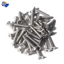 #6/3.5mm #8/4.2mm 50/20Pcs Stainless Flat Head Phillips Screws 18-8 (304) Stainless Steel Countersunk Self Tapping Screws