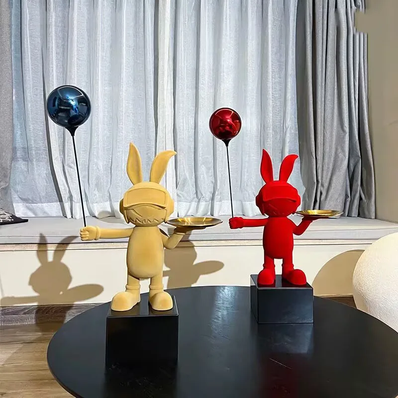 Home Decor Items Anime Figures Cartoon Balloon Machine Rabbit Storage Tray Decoration Living Room Desktop Soft Ornaments