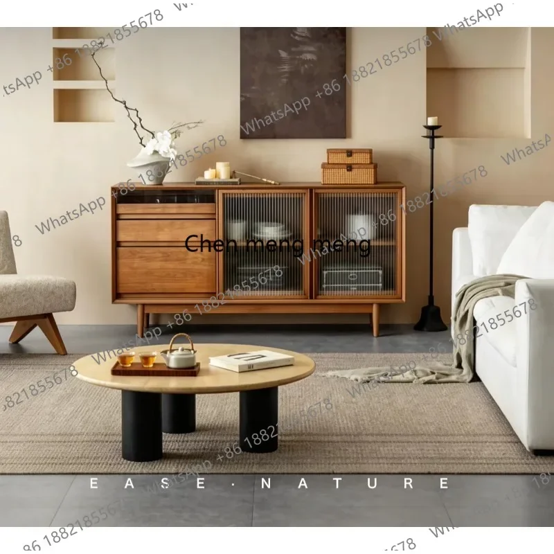 MM183 Dining side cabinet French retro solid wood color matching living room locker storage bucket cabinet
