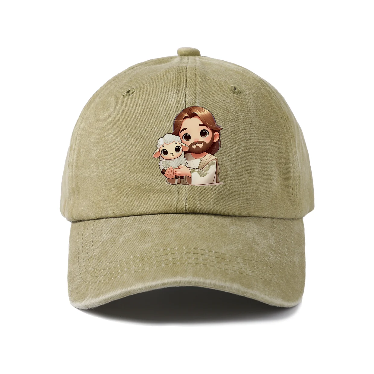 Whimsical Creature Illustration Graphic Baseball Cap, Vintage Washed Adjustable Unisex Dad Hat, Casual Gift