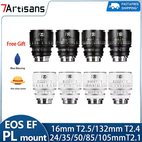 7artisans Infinity Serie 16mm T2.5 24 35 50 85 105mm T2.1 135mm T2.4 Full frame Cinema Lens for Canon EF PL Mount Camera Lens