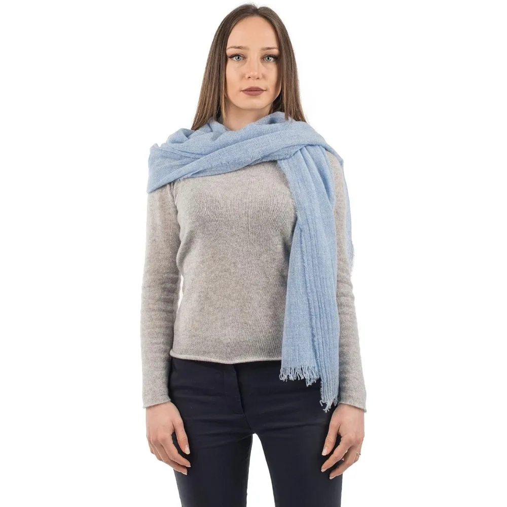 高級100％カシミヤパシュミナショール - イタリア製 - レディースファッション - フリーサイズ - 柔らかく暖かいカシミヤラップ