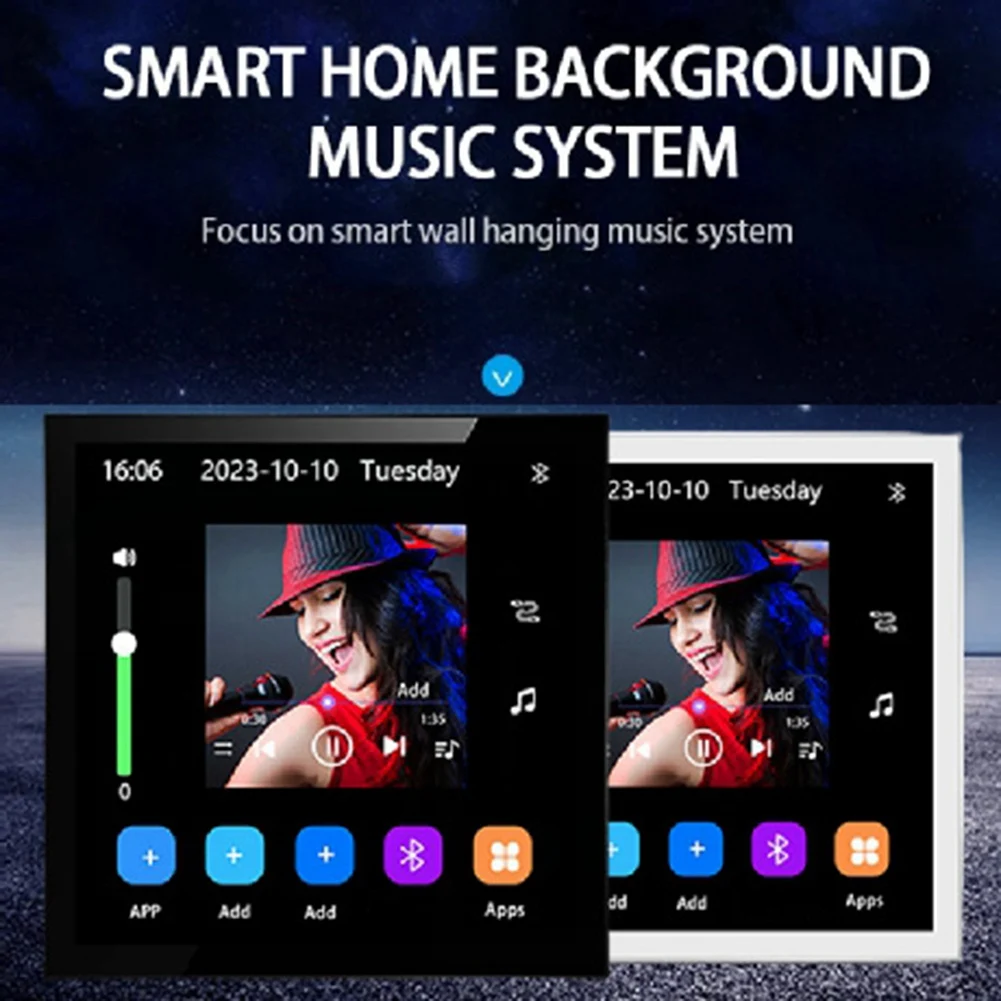 A14G 4 Inch Andriod 10 Eshare WiFi Bluetooth Touch Home Theater Cinema Digital Stereo Audio Music Wall Amplifier White