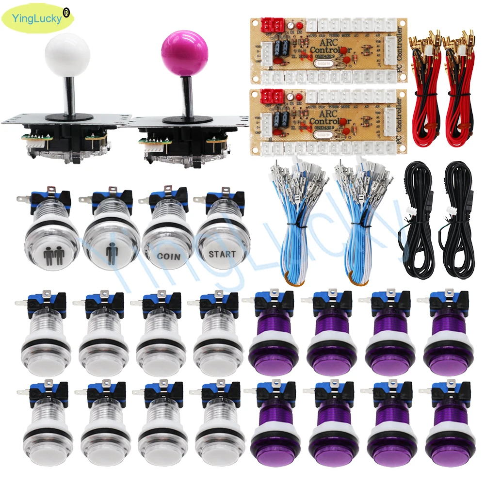 2-Spieler Arcade Joystick Kit DIY Spielautomat PC Raspberry Pi Arcade USB Zero Delay Board Controller 12V LED-Licht Drucktaste