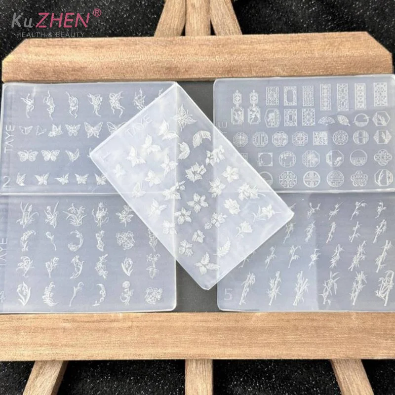 1PC Butterfly Flower 3D Silicone Nail Art Mold DIY Vintage Flower Frame Floral Design Transparent Relief Template Manicure Tools