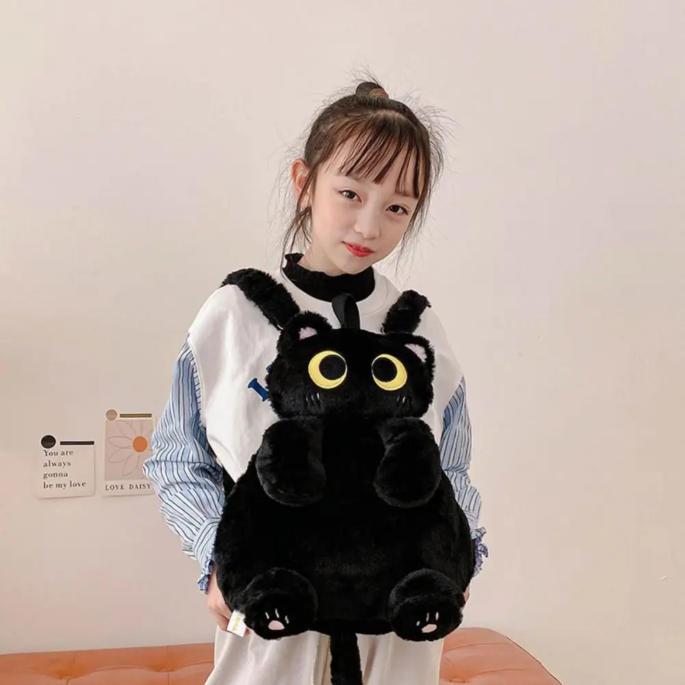 Borsa a tracolla per gatti in peluche giocattolo per bambole Zaino portatile per cartoni animati per gatti con occhi grandi Borsa per giocattoli in peluche divertente di grande capacità in stile coreano all'aperto