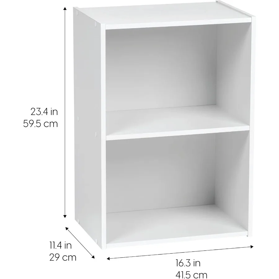 Compacte houten boekenplank met 2 niveaus voor kleine ruimtes Ideale wandgemonteerde opbergoplossing met moderne witte afwerking, perfect voor woonkamer
