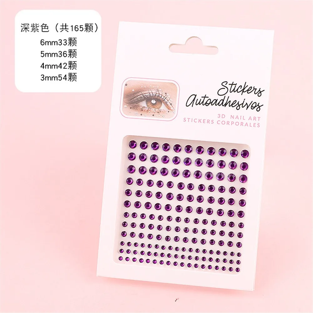 ذاتية اللصق الكريستال الماس ملصقات ، الراين وجه ملصق ، المحمول بلينغ جوهرة ، DIY بها بنفسك ديكو ، مسمار ماكياج ، 165 قطعة لكل ورقة #6