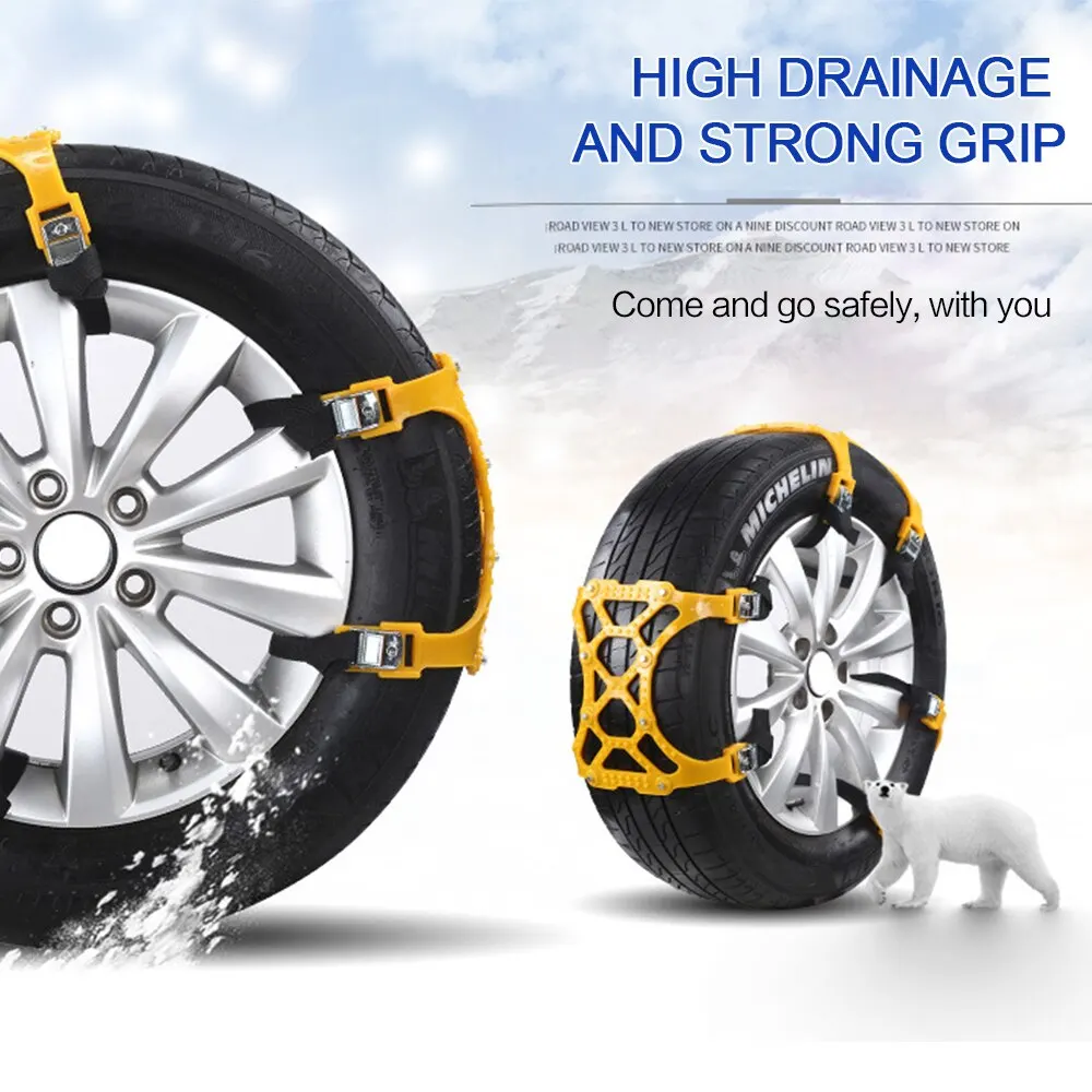 3pcs Car Snow Tire Chains Mud Tyre Wheels Thick Anti-Skid Belt For Car/SUV/Truck Portable Easy to Mount Emergency Traction Car